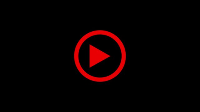 Simple white play button icon animation on black background play icon, video play icon for website and mobile design animation on black background.