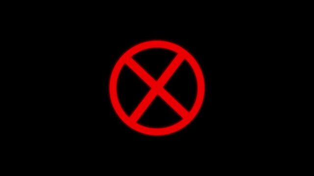 Red x mark a bold cross symbol is centered on a error background. 4k video