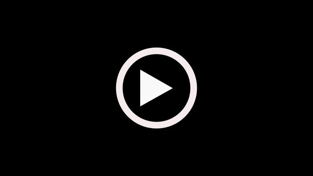Simple white play button icon animation on black background play icon, video play icon for website and mobile design animation on black background.