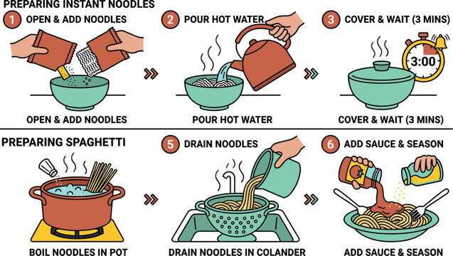 Isometric pasta cooking station vector illustration with 3D boiling pot kitchen colander and spaghetti sauce graphic