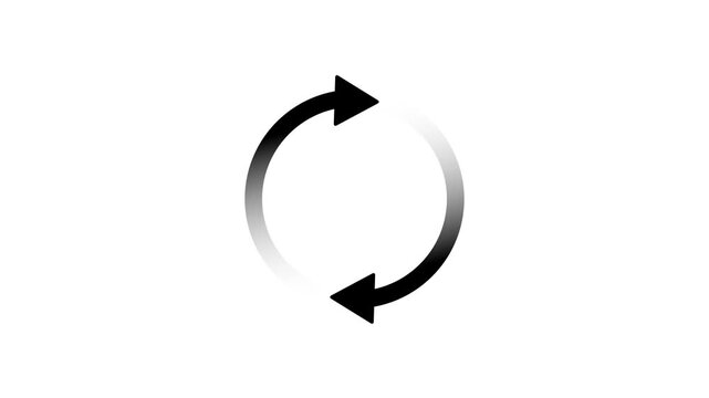 Black and grey circular arrow refresh icon with gradient fade effect showing a cycle or rotation motion for web and app interface design