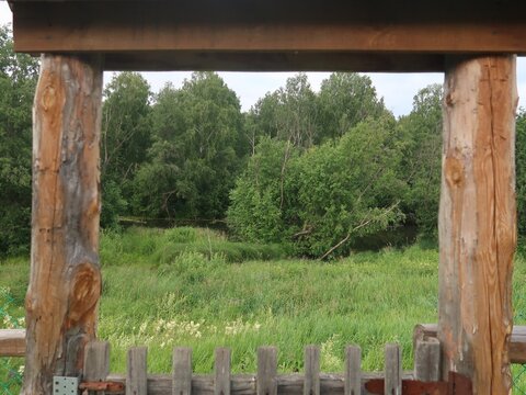 wooden fence near forest