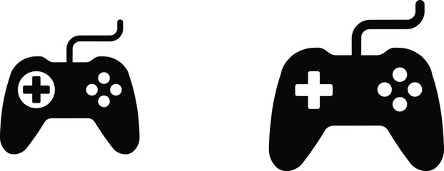 Game controller vector illustration icon set with gamepad silhouette, black flat design gaming device isolated on white background © MDPappu