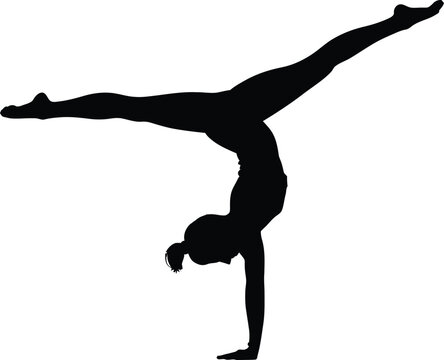 Acrobatic yoga silhouette handstand pose with acrobatics silhouette handstand gymnastics balancing flexible exercise stretching training movement strength athletic practice wellness
