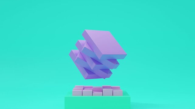Colorful abstract composition with cubic geometric objects in bold neon colors, realistic 3D render, modern digital design, vibrant creative background with contemporary aesthetic
