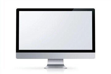 Fototapeta premium The Computer Monitor in a Sleek Silver Frame with Blank White Screen