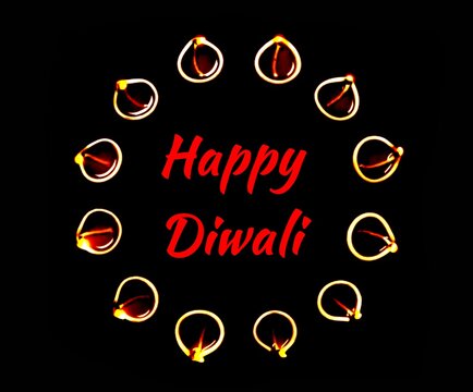 Minimalist Happy Diwali greeting card featuring glowing diyas on a black background. Perfect for holiday wishes, social media, invitations, banners, posters, and festive marketing.