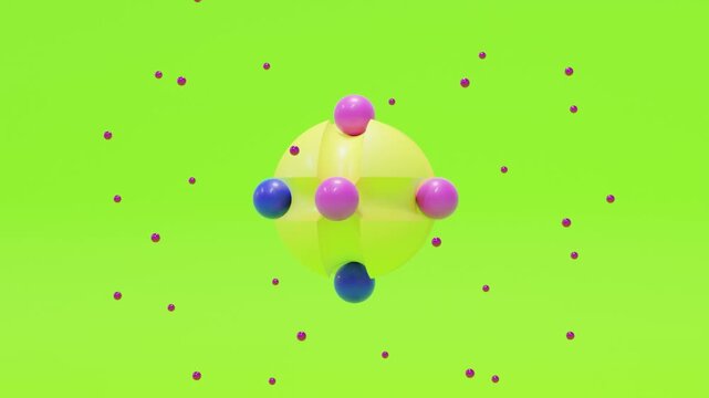 Abstract colorful sphere composition with saturated neon colors, realistic digital render, modern geometric style, seamless premium animation for creative media