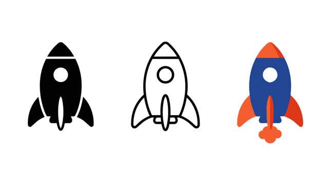 &ldquo;Rocket Launch Icons Set &ndash; Startup Growth Symbol, Business Success Innovation Sign, Space Shuttle Vector Collection&rdquo;