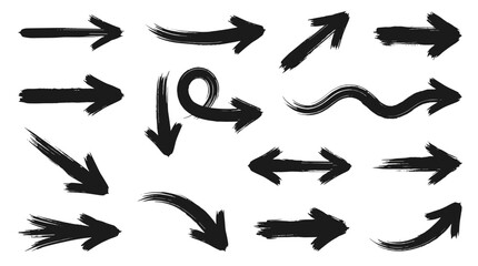 Fototapeta premium Collection of black directional arrows pointing in various directions