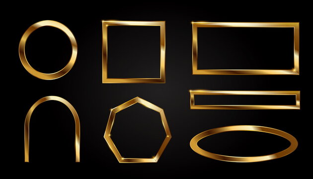 Luxury golden frames and geometric borders 金の額縁セット