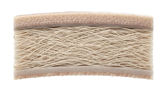 Detailed 3D Render of Human Cornea Tissue Cross-Section: Microscopic Eye Anatomy on White Background