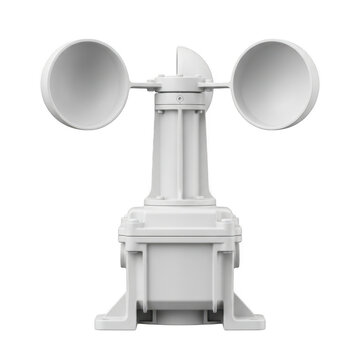 White anemometer device with three curved cups mounted on a cylindrical base.