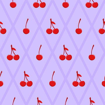 vector seamless pattern with cherries, suitable for wallpaper, banner, textile design, packaging design, wrapping paper