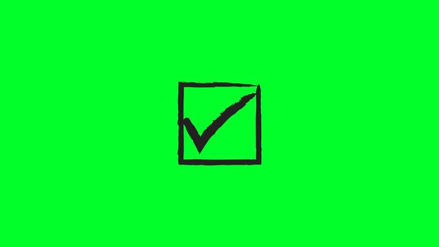 Tick Mark inside Box representing Checkmark Approved and Success Green Screen Loop Animation