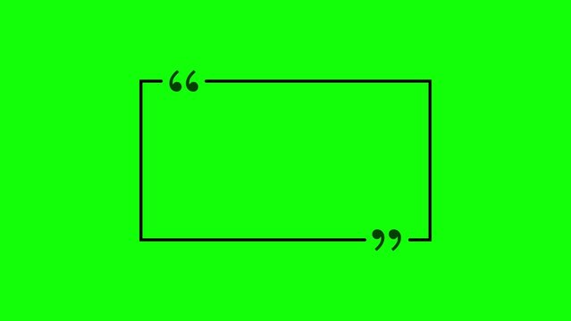 Black rectangular quote box frame with quotation marks on a solid bright green background