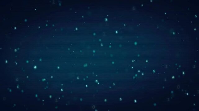 Abstract Digital Data Stream with Glowing Blue Particles and Dynamic Financial Growth Line Graph