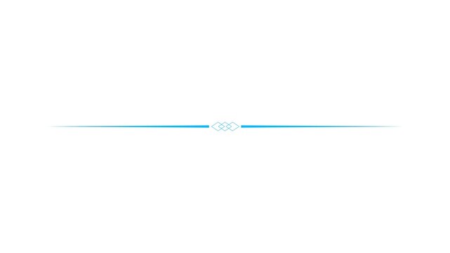 Minimal blue tapered horizontal line element for divider, underline and separator design . on transparent background.