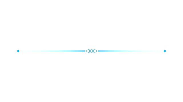Minimal blue tapered horizontal line element for divider, underline and separator design . on transparent background.
