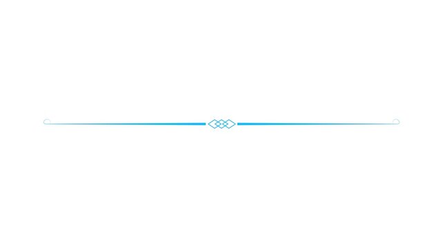 Minimal blue tapered horizontal line element for divider, underline and separator design . on transparent background.