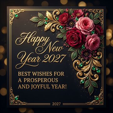 Happy New Year 2027 greeting card
