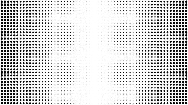 Black halftone dot gradient abstract background with fading dots loading animated pattern on transparent background