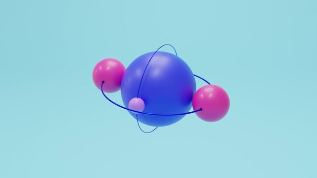 Abstract 3D animation with colorful spheres in vivid neon colors, modern geometric composition, realistic digital render, seamless contemporary motion background for creative visual projects