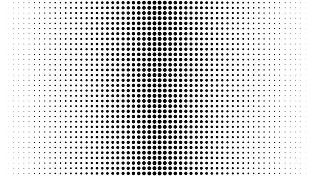 Black halftone dot gradient abstract background with fading dots loading animated pattern on transparent background