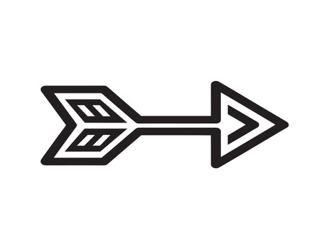 Fancy arrow icon. Decorative pointer symbol. Modern line art design.