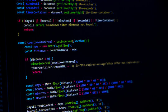 Web developer or software developer coding screen. Technology abstract background of coding screen for web design, software development, data analysis, data security concept.