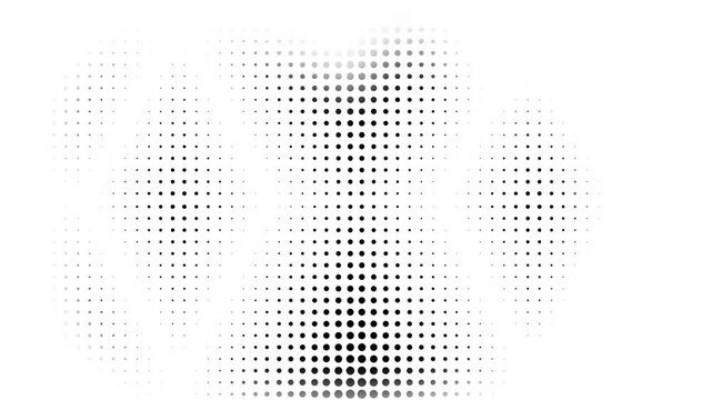 Black halftone dot gradient abstract background with fading dots loading animated pattern on transparent background