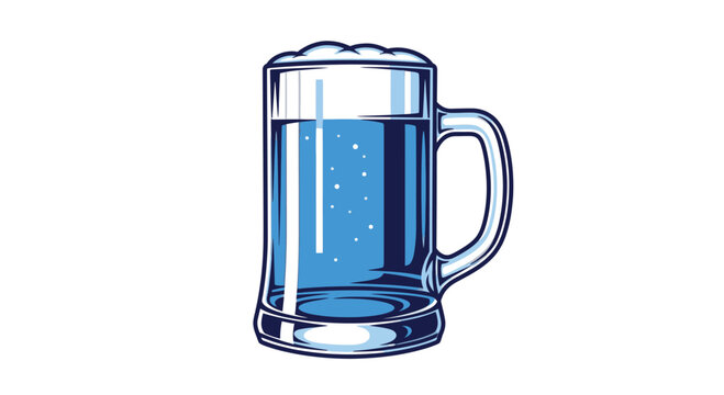 Glass Mug with Blue Liquid Beverage.
