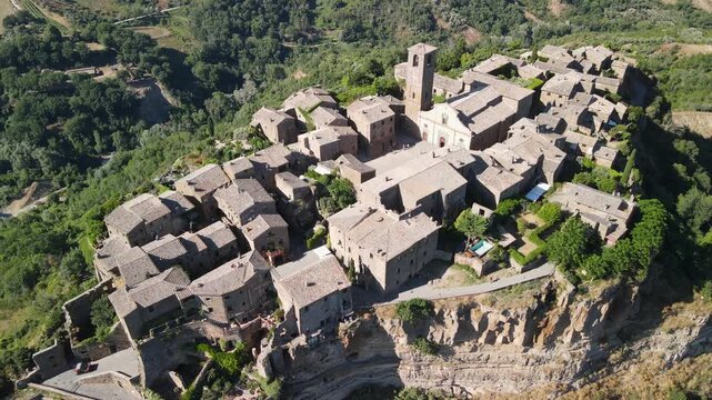 Beautiful aerial view of Civita di Bagnoregio ancient