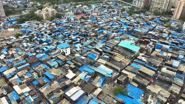 Drone photography showing urban housing pattern in Mumbai