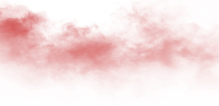 Red smoke or fog effect on transparent background, abstract atmospheric element for design.