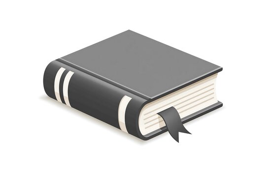 Book icon (closed book with bookmark), flat vector style, solid white background, clean and simple