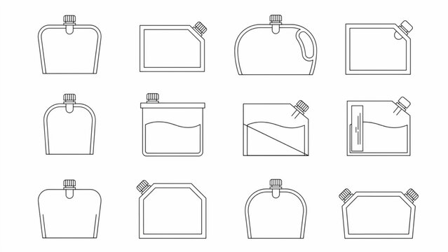Various styles of empty fuel containers with different cap designs and liquid level indicators
