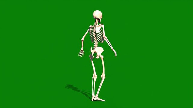 Dancing Human Skeleton on Green Screen 4K Halloween Animation