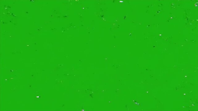 A vibrant, abstract glitch effect disrupts a solid green background, creating a visually striking and modern digital artwork.