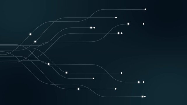 Abstract digital dot line particle data background connecting technology concept. Motion graphics of Innovative data transmission line concept