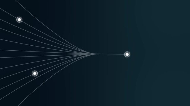 Abstract digital dot line particle data background connecting technology concept. Motion graphics of Innovative data transmission line concept