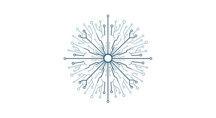 Intricate digital snowflake design with branching circuits and nodes, symbolizing technology and complexity. © Sofia