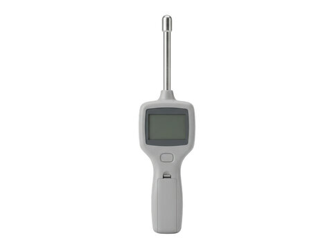Digital moisture meter with LCD screen and probe for measuring humidity levels.