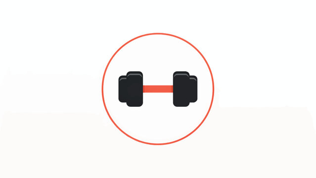 Black dumbbell icon with red circle background dumbbell exercise strength