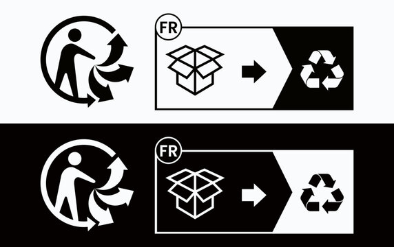 Triman Packaging box recycling sorting instruction icon