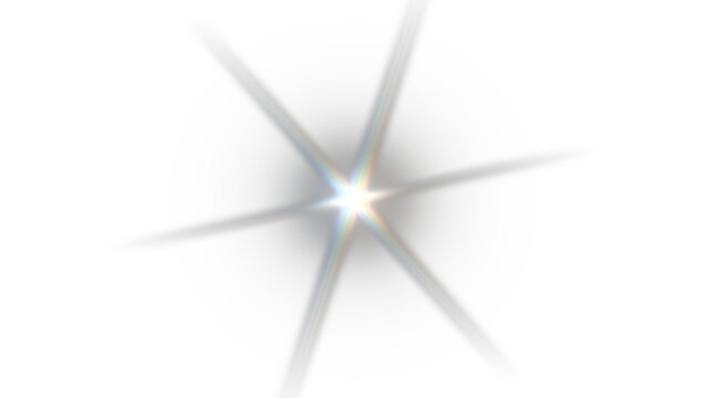 Abstract 6-beam glowing lens flare With a slight dispersion effect