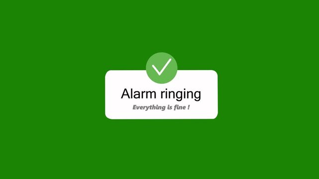 Smartwatch success notification popup Alarm Ringing on green screen, confirmation UI message. 4K Resolution.on a green backgraund .