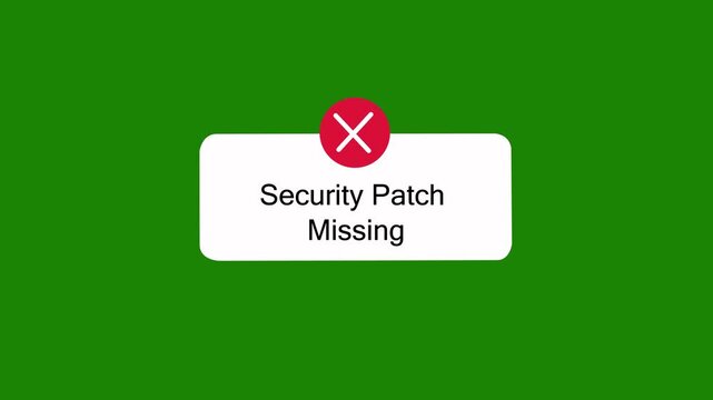 Security Patch notification animation on a green screen. Seamless loop - Vertical Animation.4k video animation.