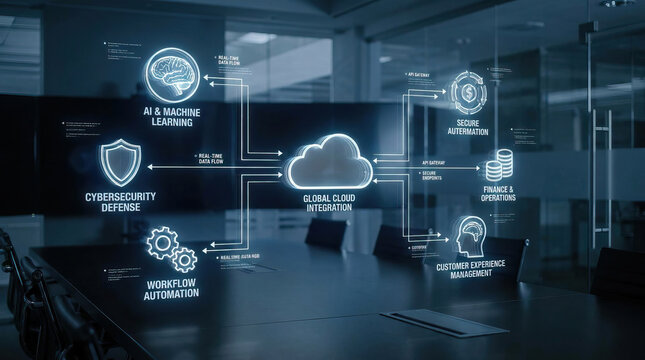 Global cloud integration, enterprise solution architecture, workflow automation, cybersecurity defense, ai machine learning, secure automation
