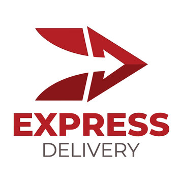 Express Delivery Red Logo with Arrow Symbol on White Background